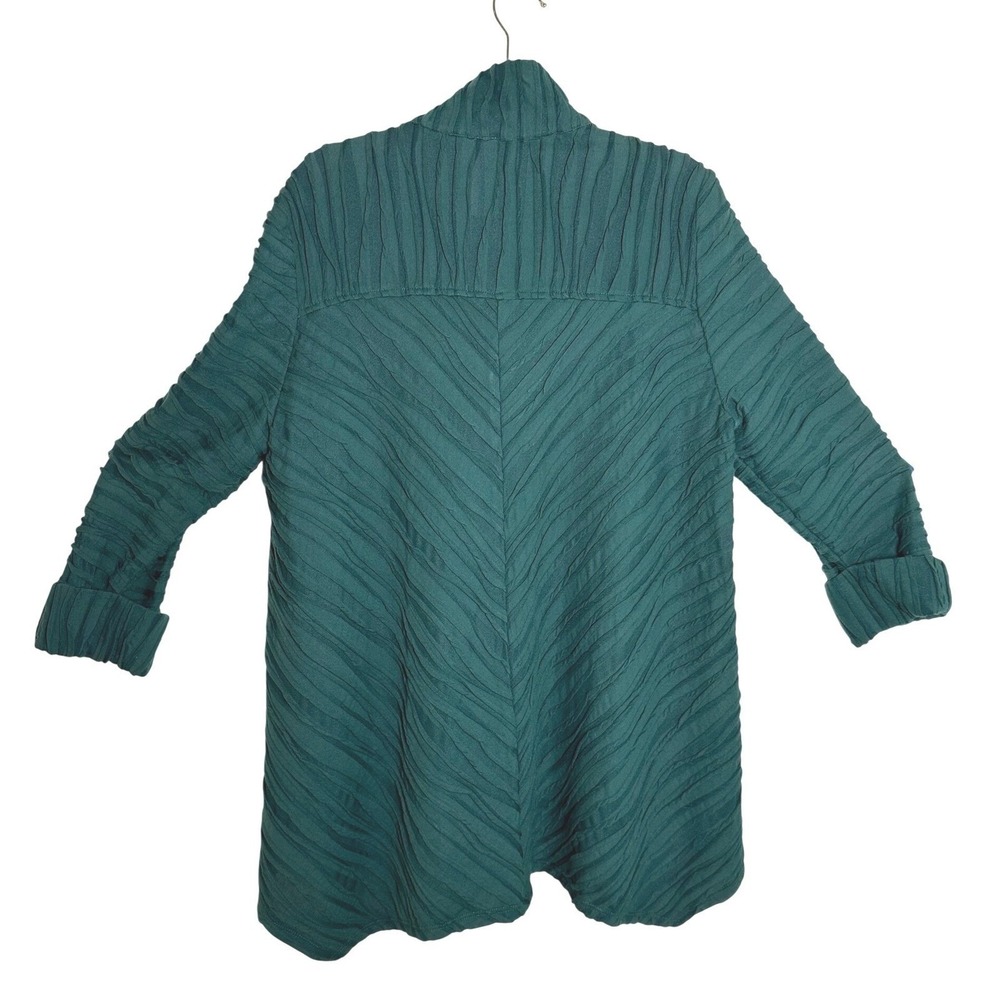 IC by Connie K Green Textured Tunic Top Womens M Button Front Lagenlook - Picture 4 of 6